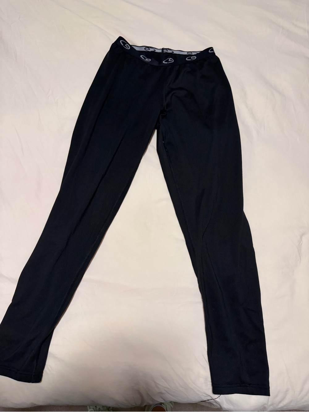 Champion Black fleece longjohns with Gray Logo Waistband